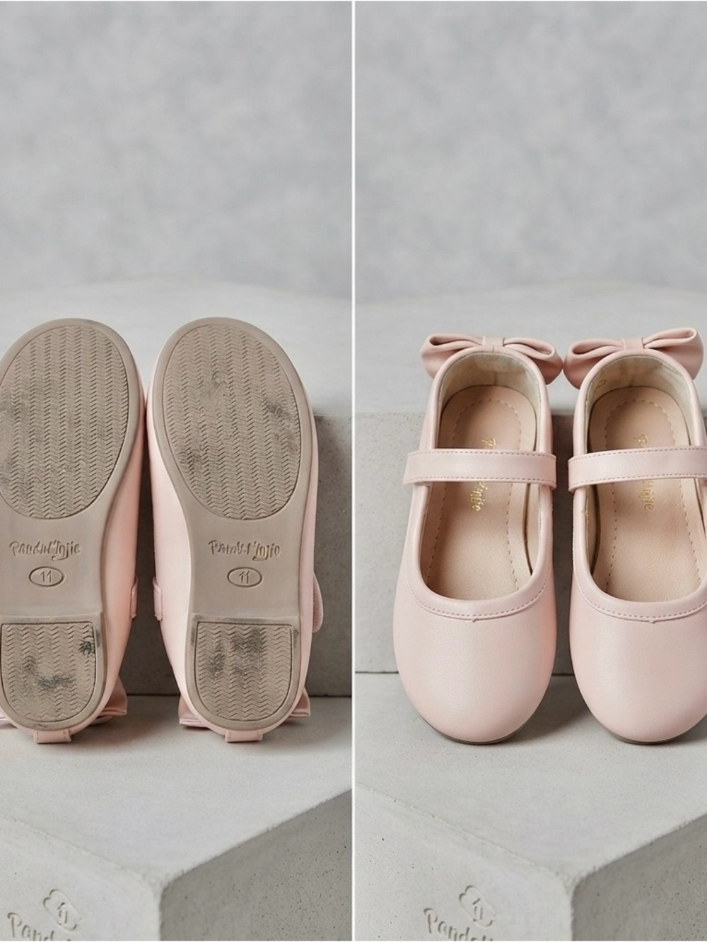 PandaNinja size 11 Girls' Pink Bow Strap Dress Shoes